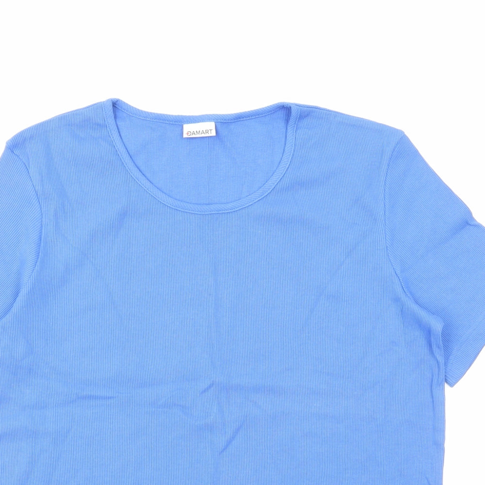 Damart Womens Blue Cotton Basic T-Shirt Size 18 Round Neck