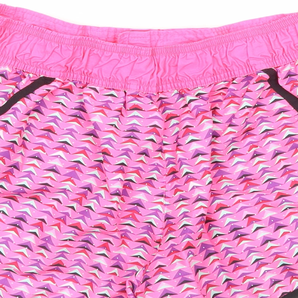 Hot Tuna Womens Pink Geometric Polyester Sweat Shorts Size 12 Regular Pull On - Swim Shorts