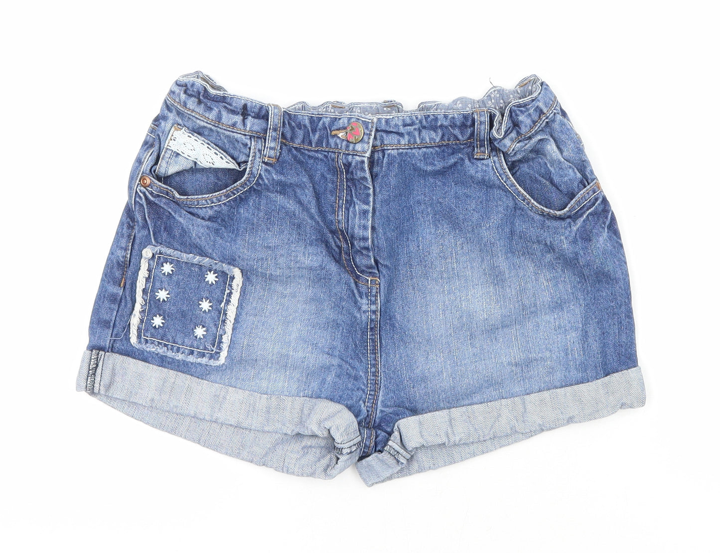 Nutmeg Girls Blue Cotton Mom Shorts Size 12-13 Years Regular Zip
