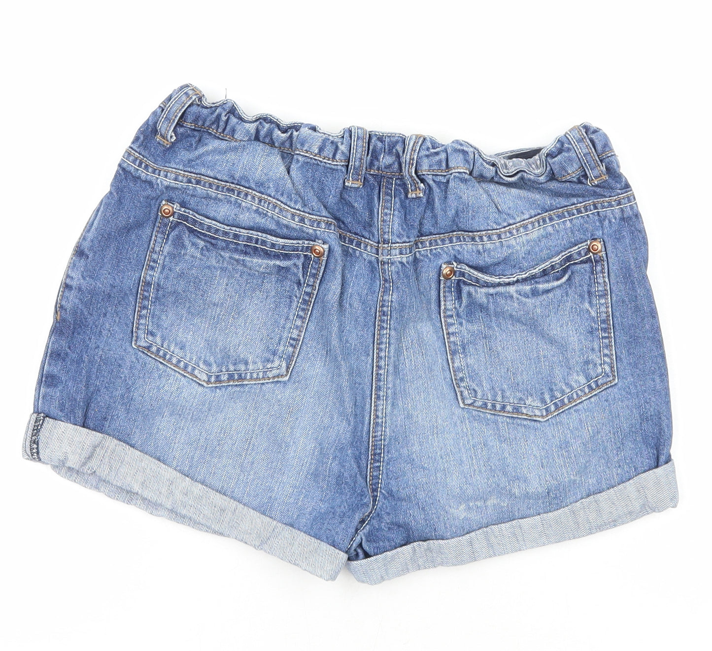 Nutmeg Girls Blue Cotton Mom Shorts Size 12-13 Years Regular Zip