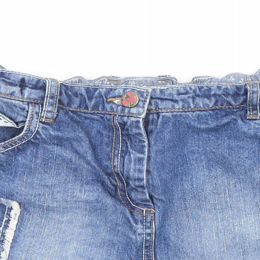 Nutmeg Girls Blue Cotton Mom Shorts Size 12-13 Years Regular Zip