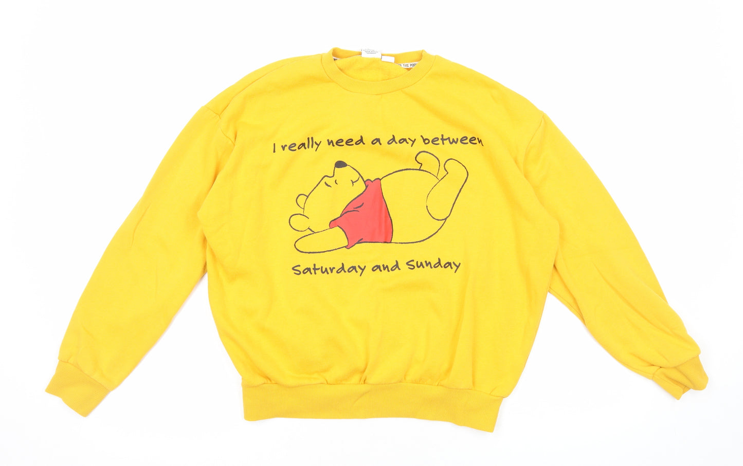 Primark Womens Yellow Cotton Pullover Sweatshirt Size M Pullover - Winnie the Pooh