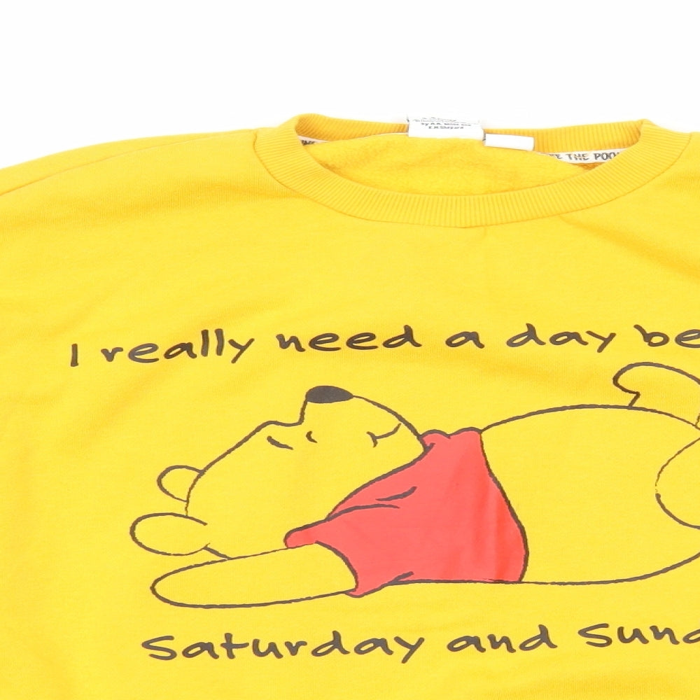 Primark Womens Yellow Cotton Pullover Sweatshirt Size M Pullover - Winnie the Pooh