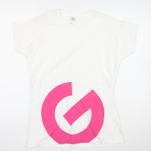 Gildan Womens White Cotton Basic T-Shirt Size XL Round Neck