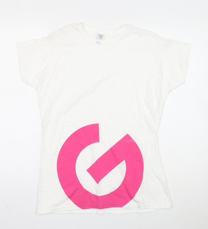 Gildan Womens White Cotton Basic T-Shirt Size XL Round Neck