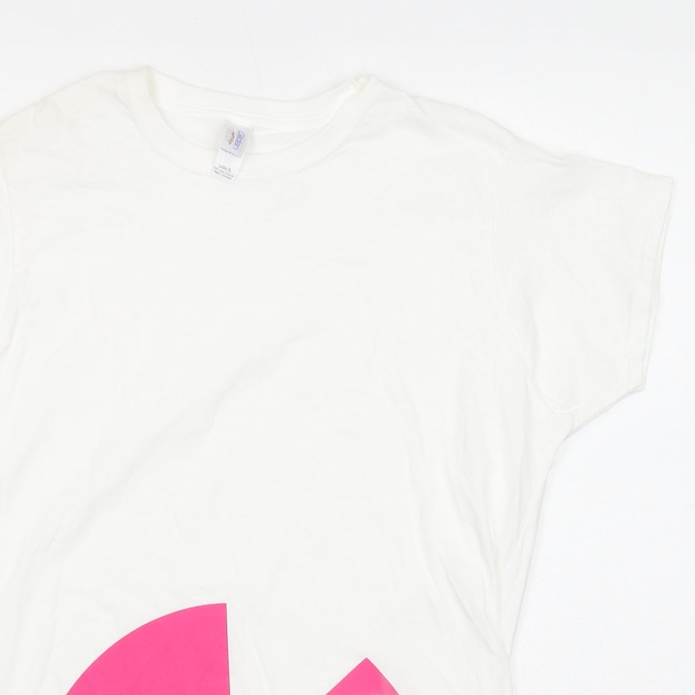 Gildan Womens White Cotton Basic T-Shirt Size XL Round Neck