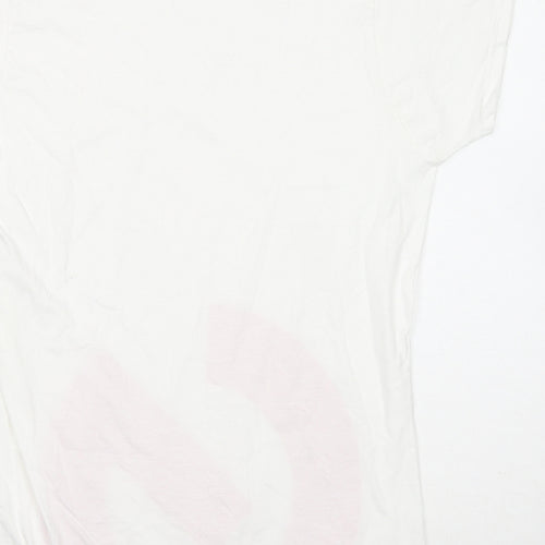 Gildan Womens White Cotton Basic T-Shirt Size XL Round Neck