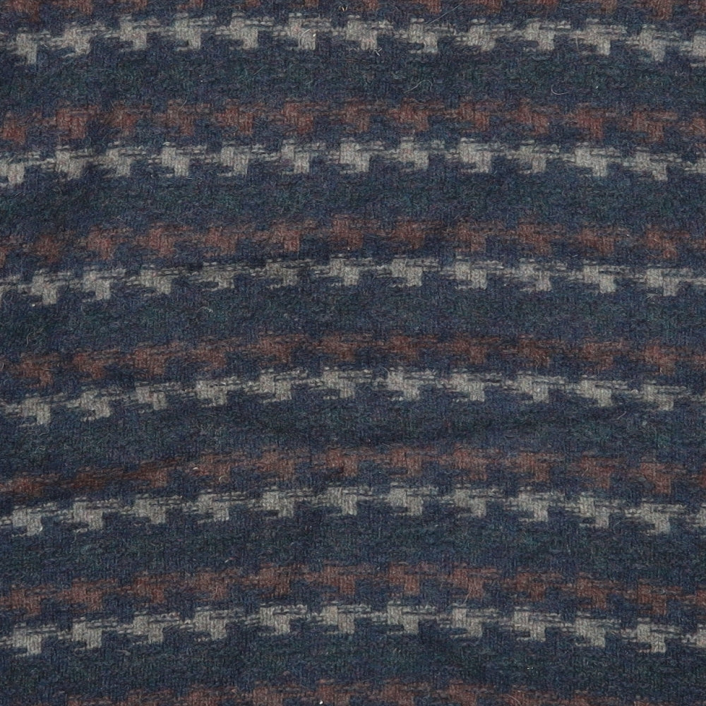 Orvis Mens Blue Round Neck Geometric Wool Pullover Jumper Size L Long Sleeve