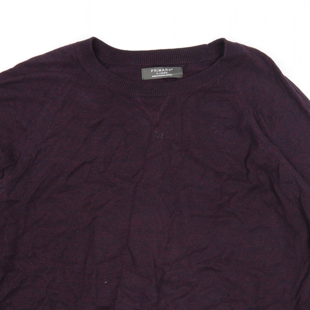 Primark Mens Purple Round Neck Cotton Pullover Jumper Size XL Long Sleeve