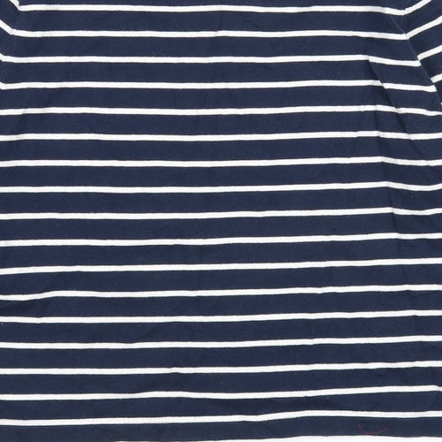 Eldys Womens Blue Boat Neck Striped Cotton Pullover Jumper Size M