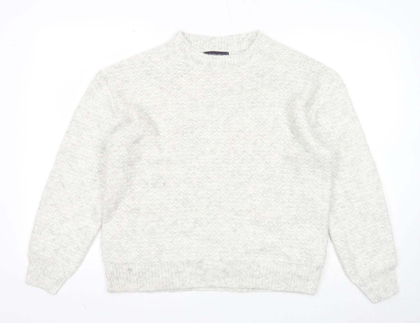 Marks and Spencer Womens Grey Round Neck Acrylic Pullover Jumper Size M