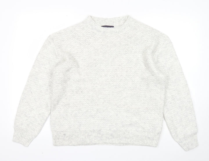 Marks and Spencer Womens Grey Round Neck Acrylic Pullover Jumper Size M