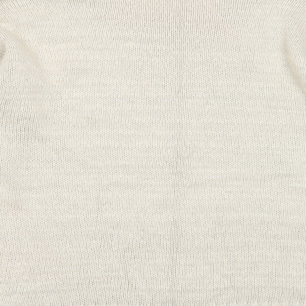 Dorothy Perkins Womens Beige Boat Neck Geometric Acrylic Pullover Jumper Size 12