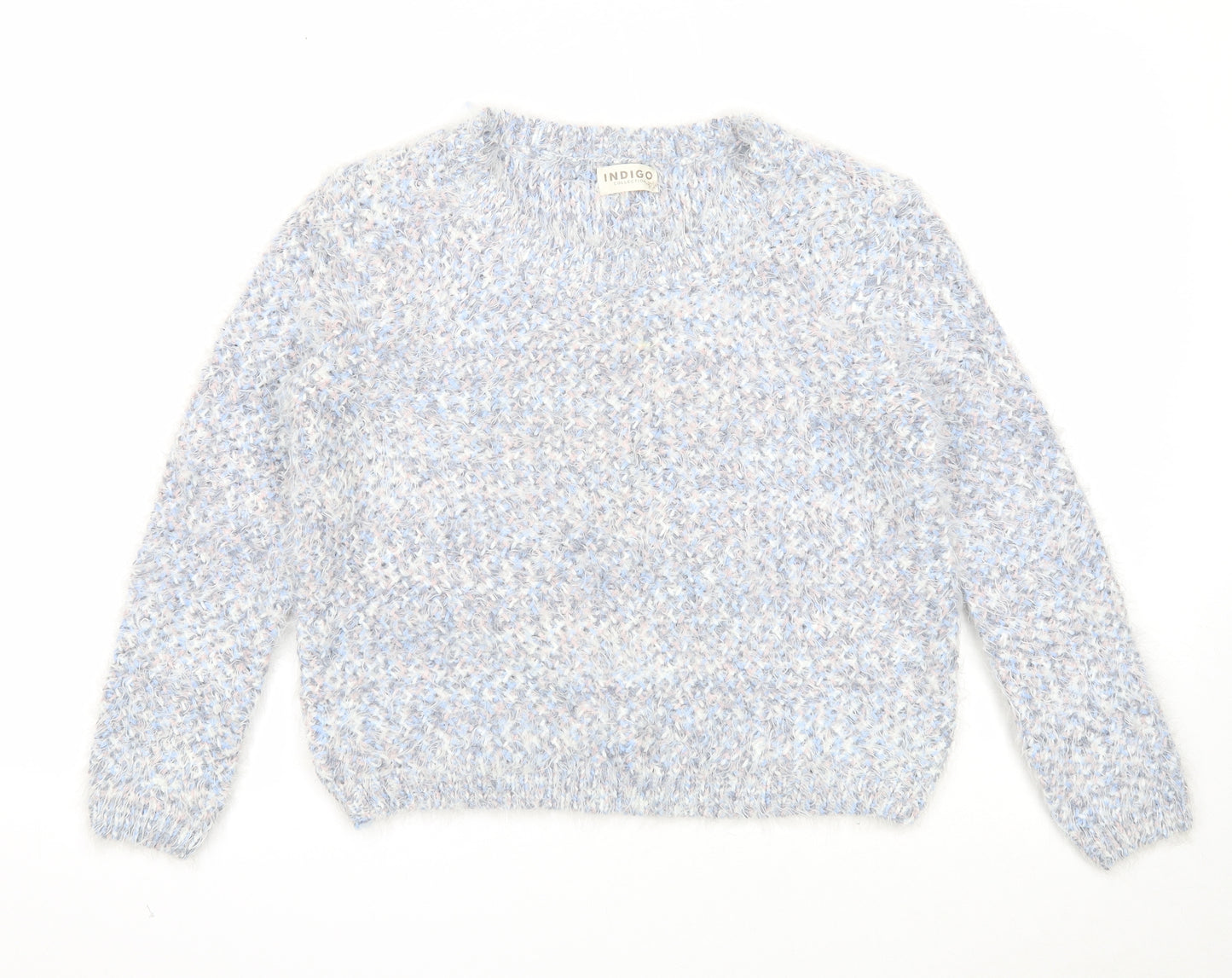 Marks and Spencer Womens Blue Round Neck Acrylic Pullover Jumper Size 8