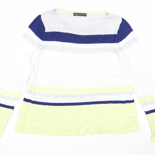 Marks and Spencer Womens Multicoloured Round Neck Striped Cotton Pullover Jumper Size 14