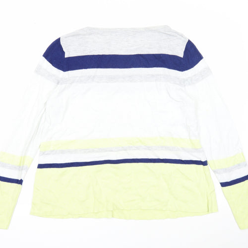 Marks and Spencer Womens Multicoloured Round Neck Striped Cotton Pullover Jumper Size 14