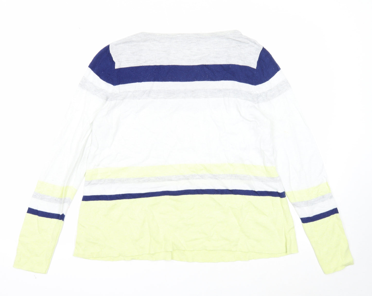 Marks and Spencer Womens Multicoloured Round Neck Striped Cotton Pullover Jumper Size 14