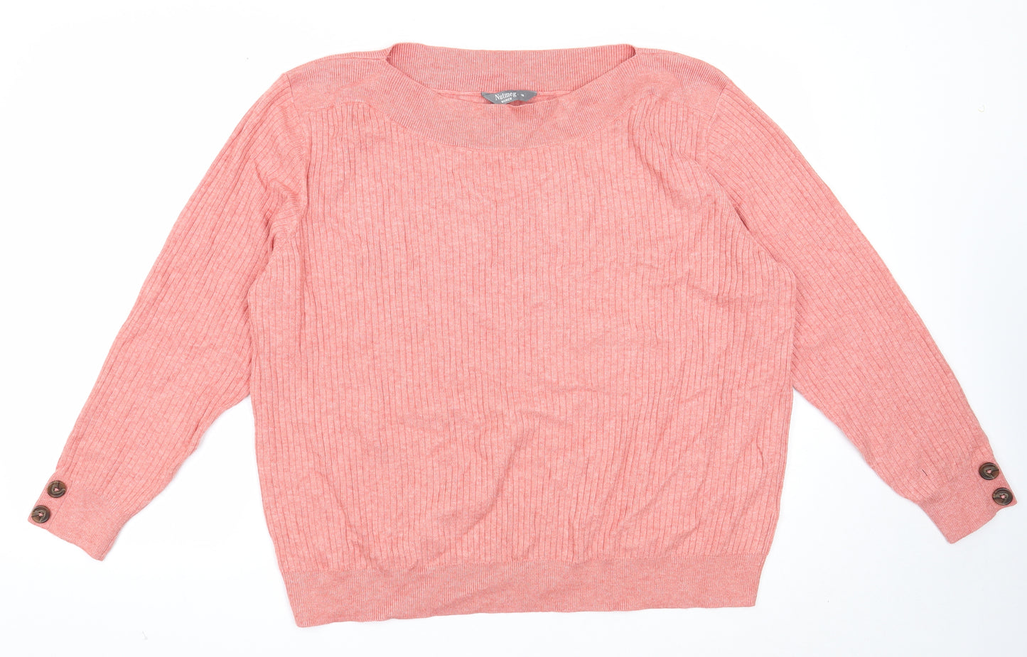 Nutmeg Womens Pink Boat Neck Viscose Pullover Jumper Size 18