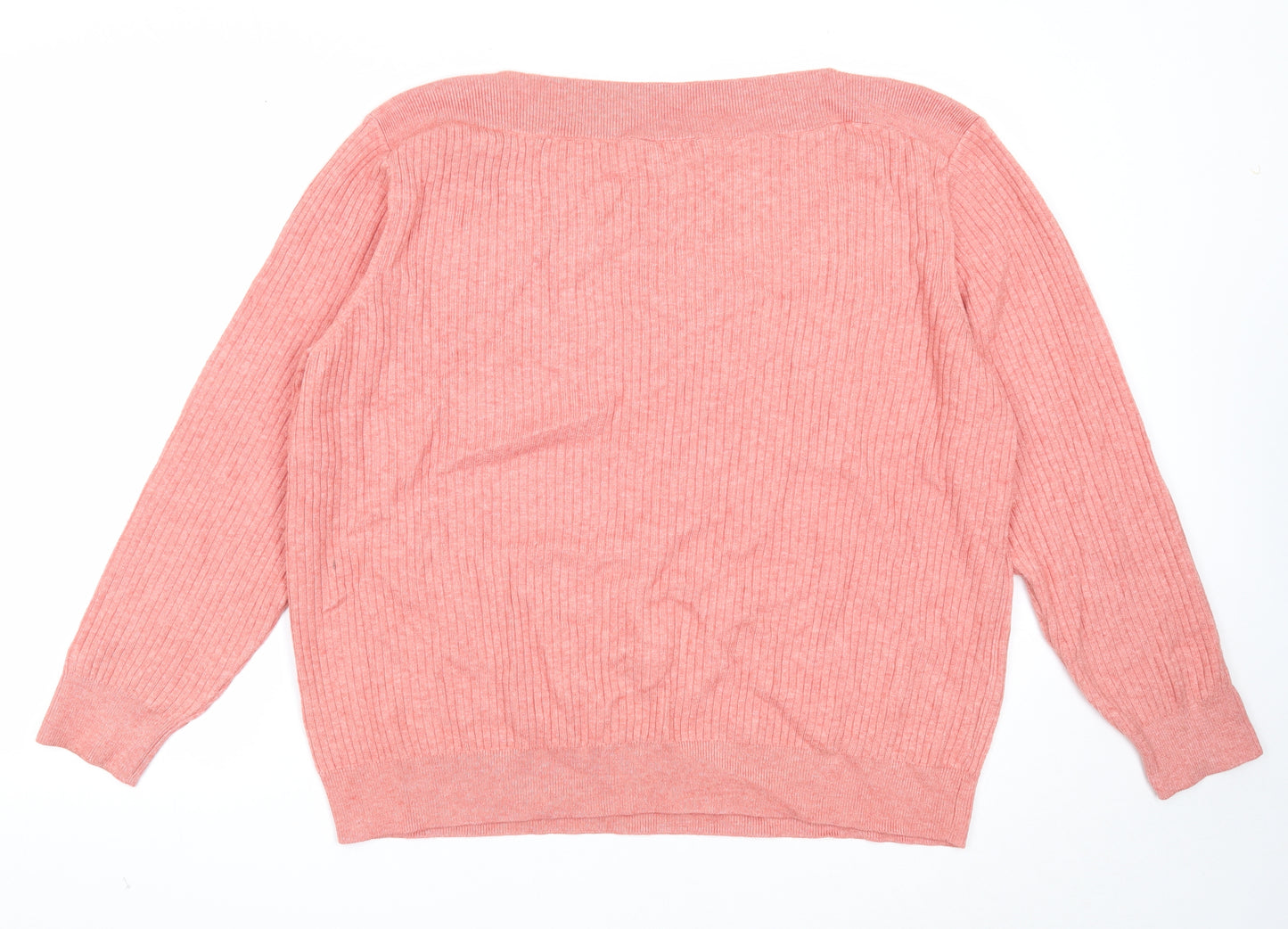 Nutmeg Womens Pink Boat Neck Viscose Pullover Jumper Size 18
