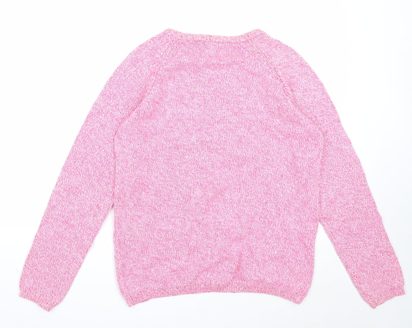 EWM Womens Pink Round Neck Cotton Pullover Jumper Size 14