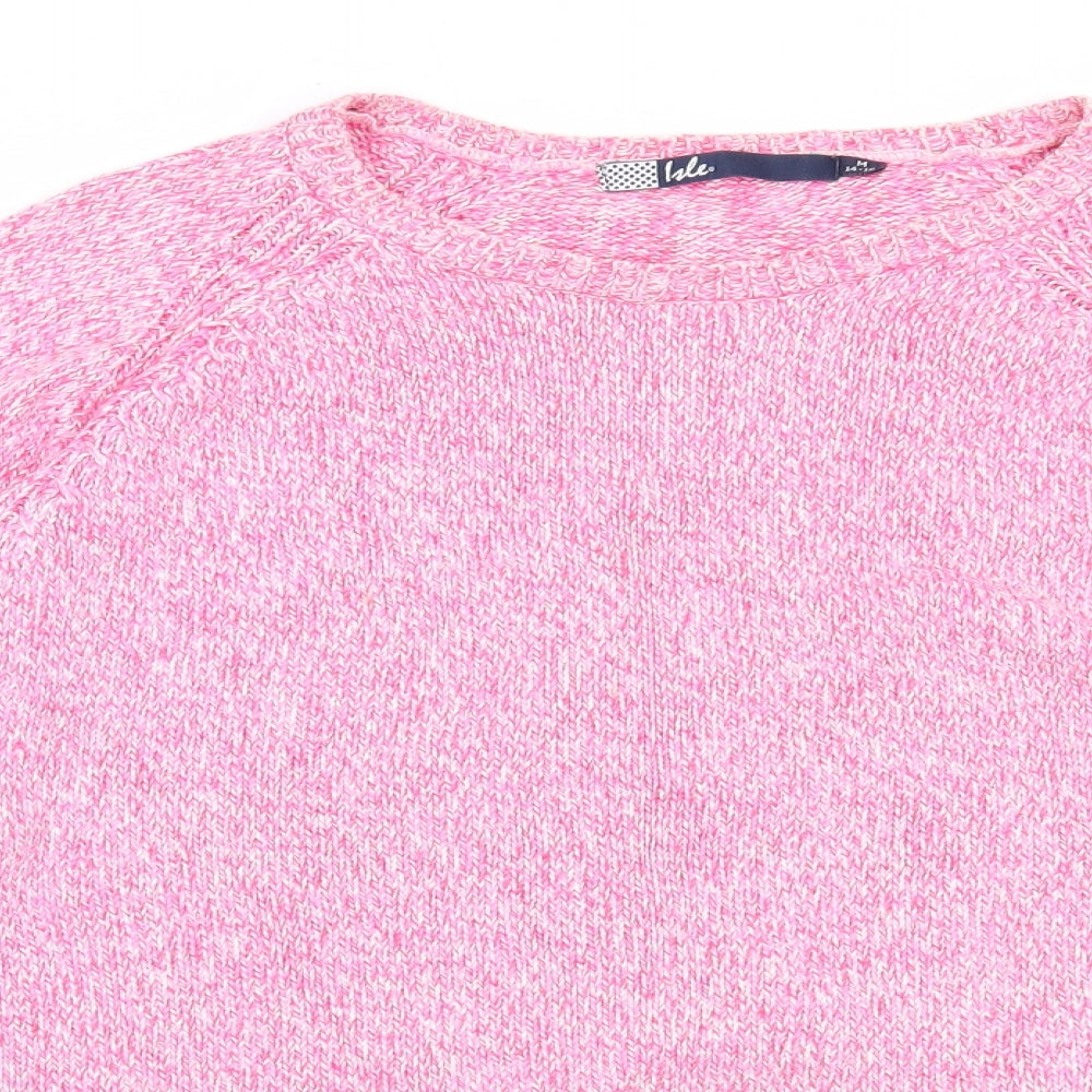 EWM Womens Pink Round Neck Cotton Pullover Jumper Size 14