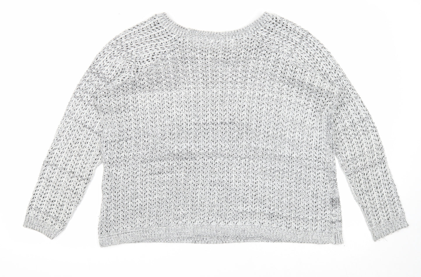 River Island Womens Silver Round Neck Acrylic Pullover Jumper Size 10 - Skull