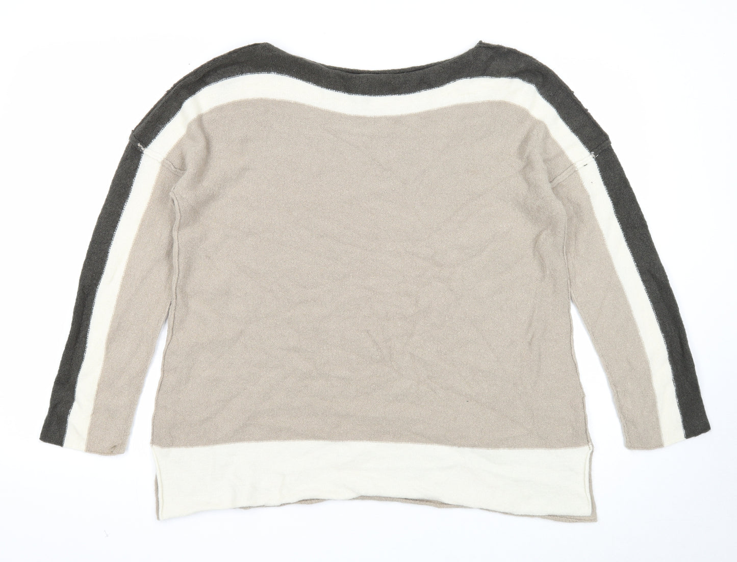 Roman Womens Beige Boat Neck Acrylic Pullover Jumper Size 12