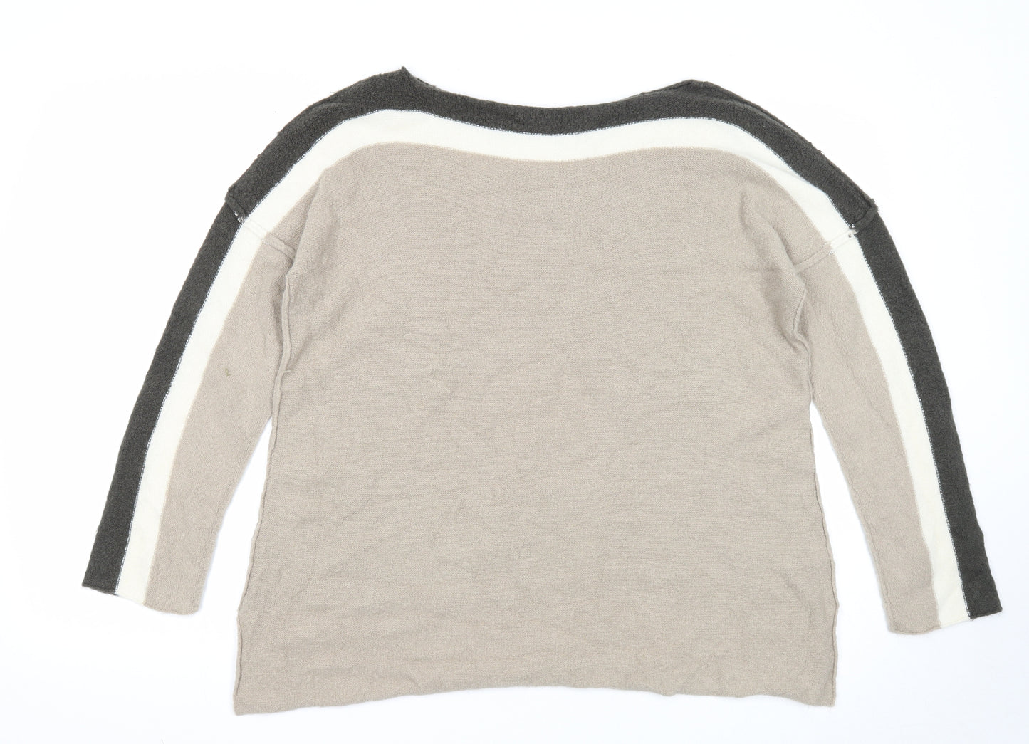 Roman Womens Beige Boat Neck Acrylic Pullover Jumper Size 12