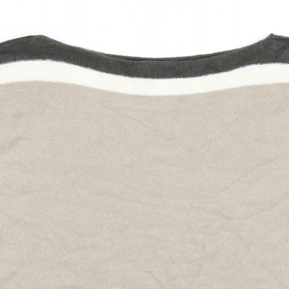 Roman Womens Beige Boat Neck Acrylic Pullover Jumper Size 12
