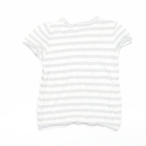 NEXT Boys White Round Neck Striped Cotton Pullover Jumper Size 2-3 Years Pullover