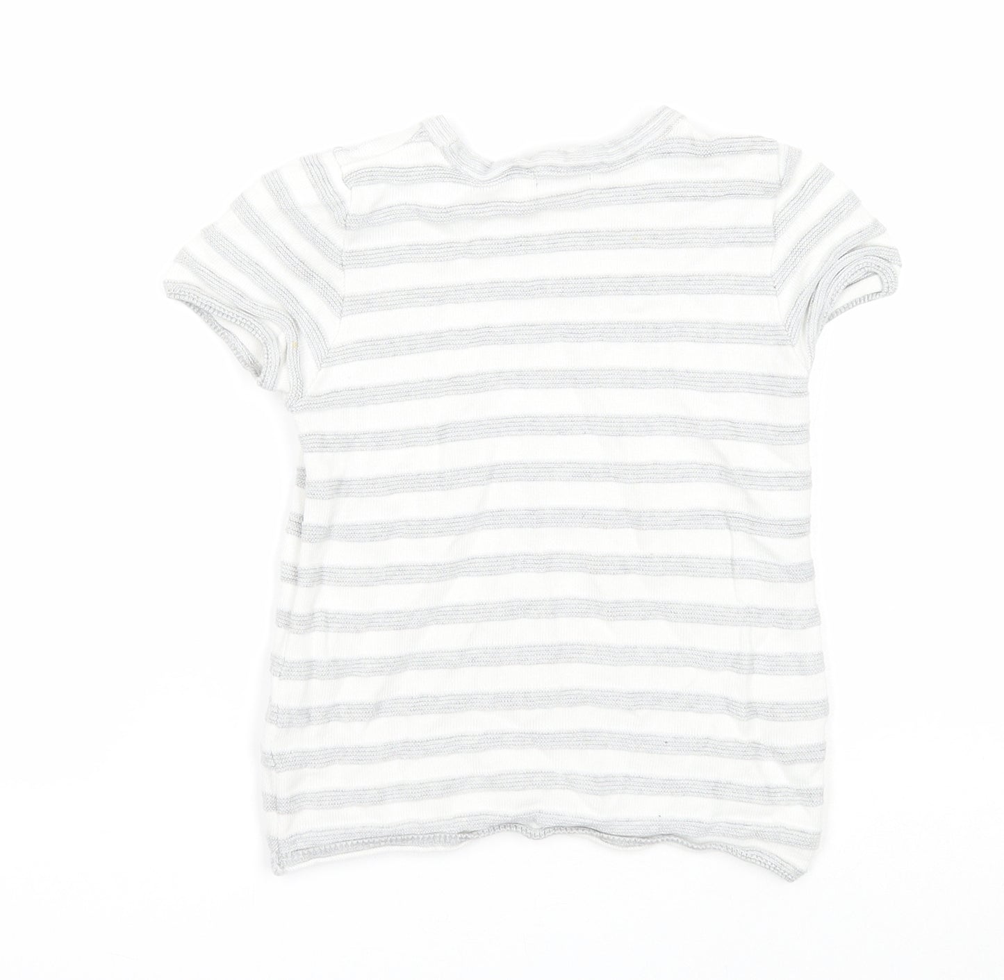 NEXT Boys White Round Neck Striped Cotton Pullover Jumper Size 2-3 Years Pullover