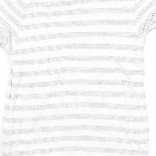 NEXT Boys White Round Neck Striped Cotton Pullover Jumper Size 2-3 Years Pullover