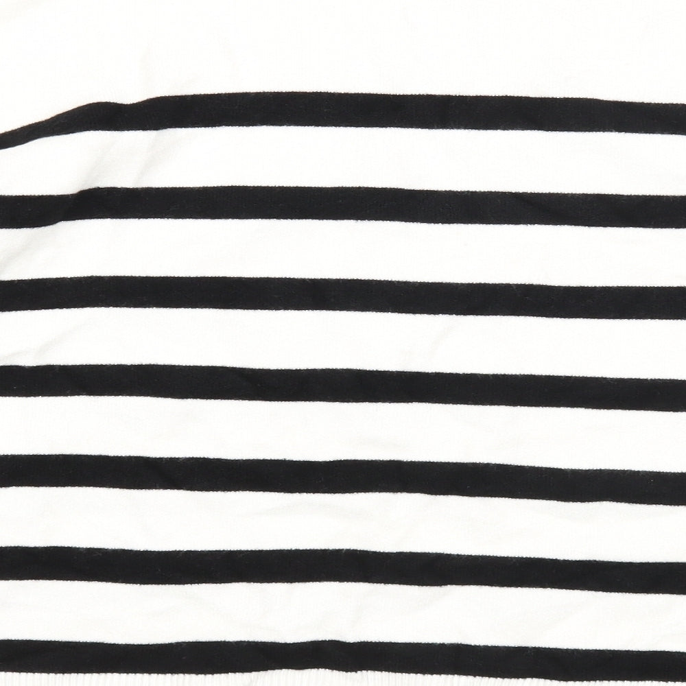 Primark Womens White Round Neck Striped Viscose Pullover Jumper Size 22
