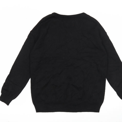 George Womens Black Round Neck Acrylic Pullover Jumper Size 14 - Christmas