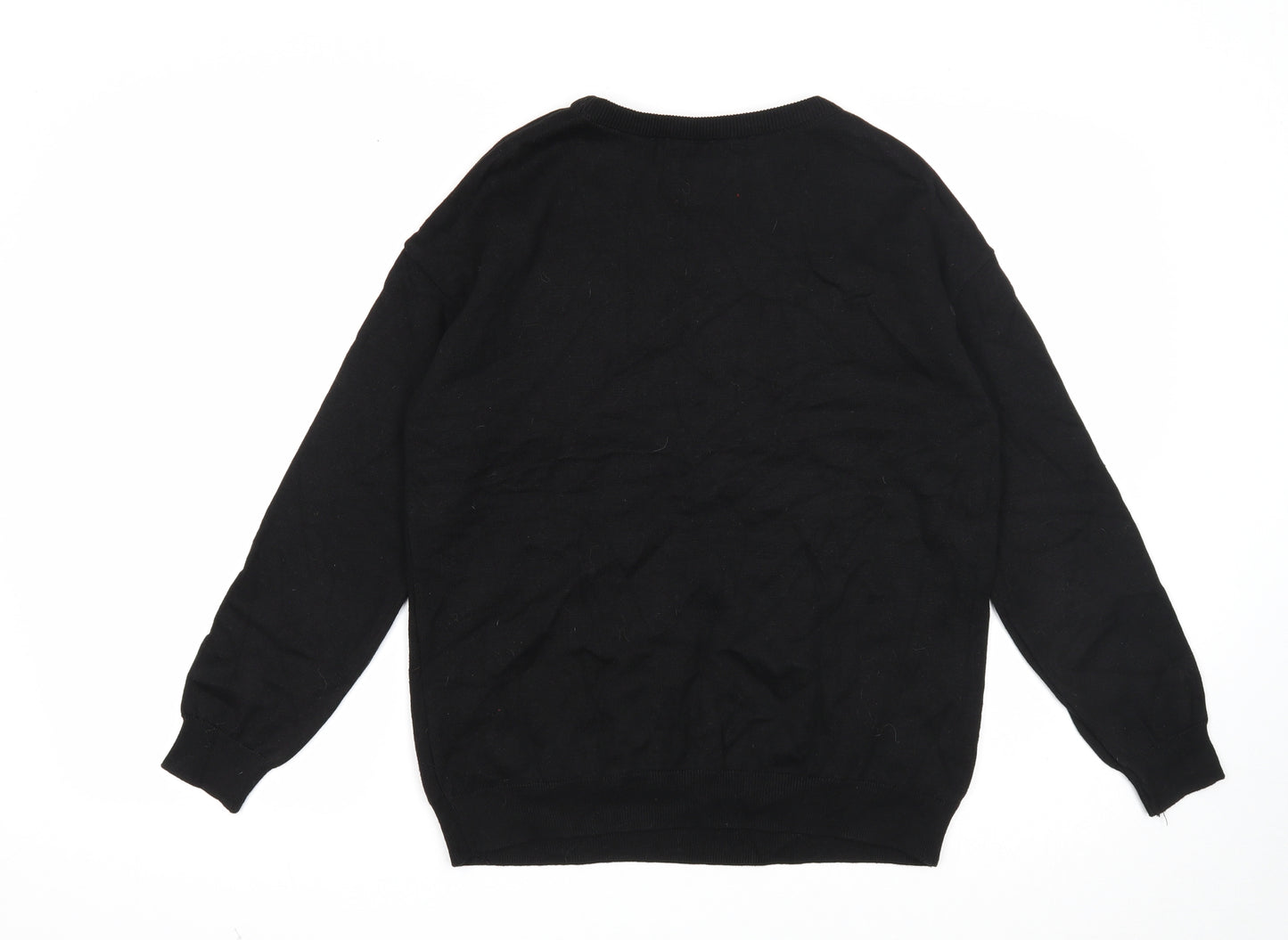 George Womens Black Round Neck Acrylic Pullover Jumper Size 14 - Christmas