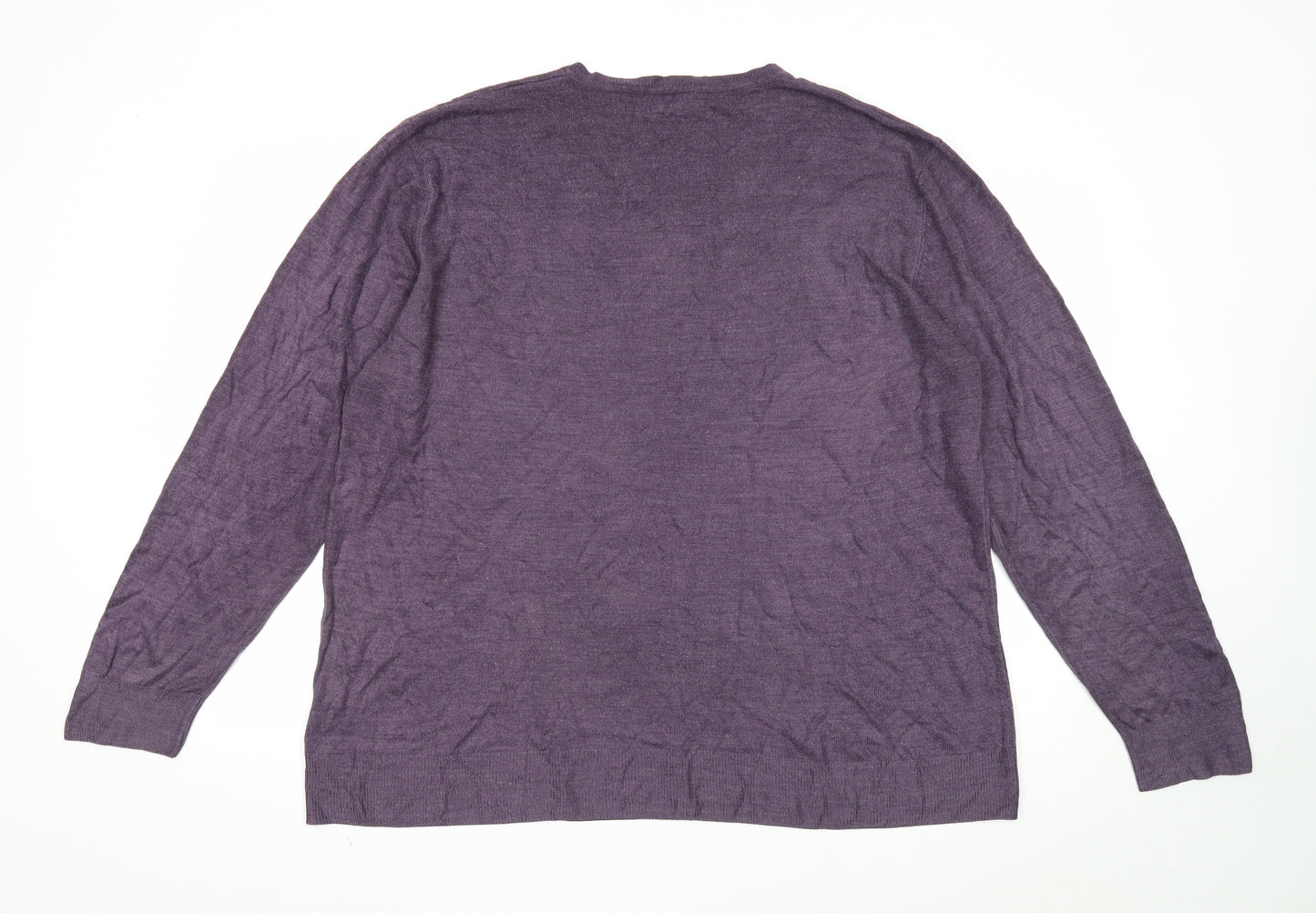 George Mens Purple V-Neck Acrylic Pullover Jumper Size 3XL Long Sleeve