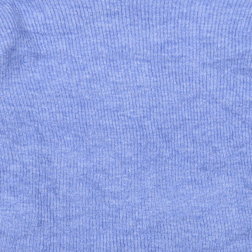 VERO MODA Womens Blue V-Neck Acrylic Pullover Jumper Size S