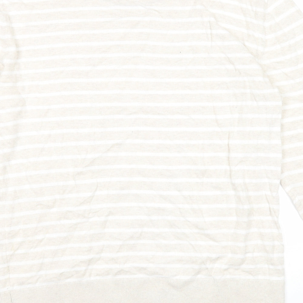 Gap Womens Beige Round Neck Striped Cotton Pullover Jumper Size M