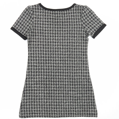 NEXT Womens Black Geometric Acrylic Shift Size 6 Boat Neck Pullover
