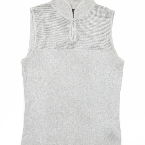 E'sensual Womens Grey Acetate Basic Tank Size M Mock Neck