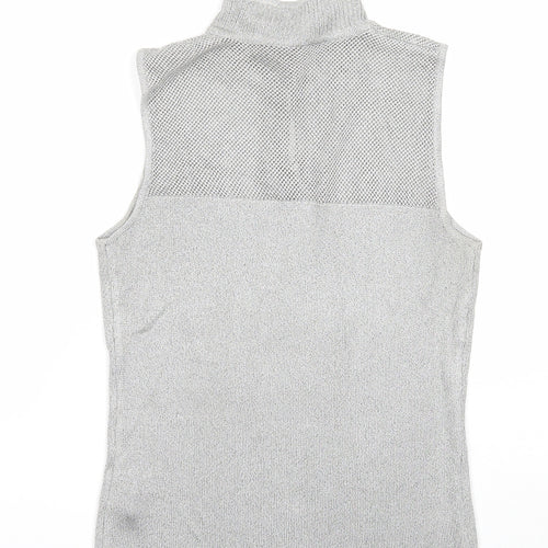 E'sensual Womens Grey Acetate Basic Tank Size M Mock Neck