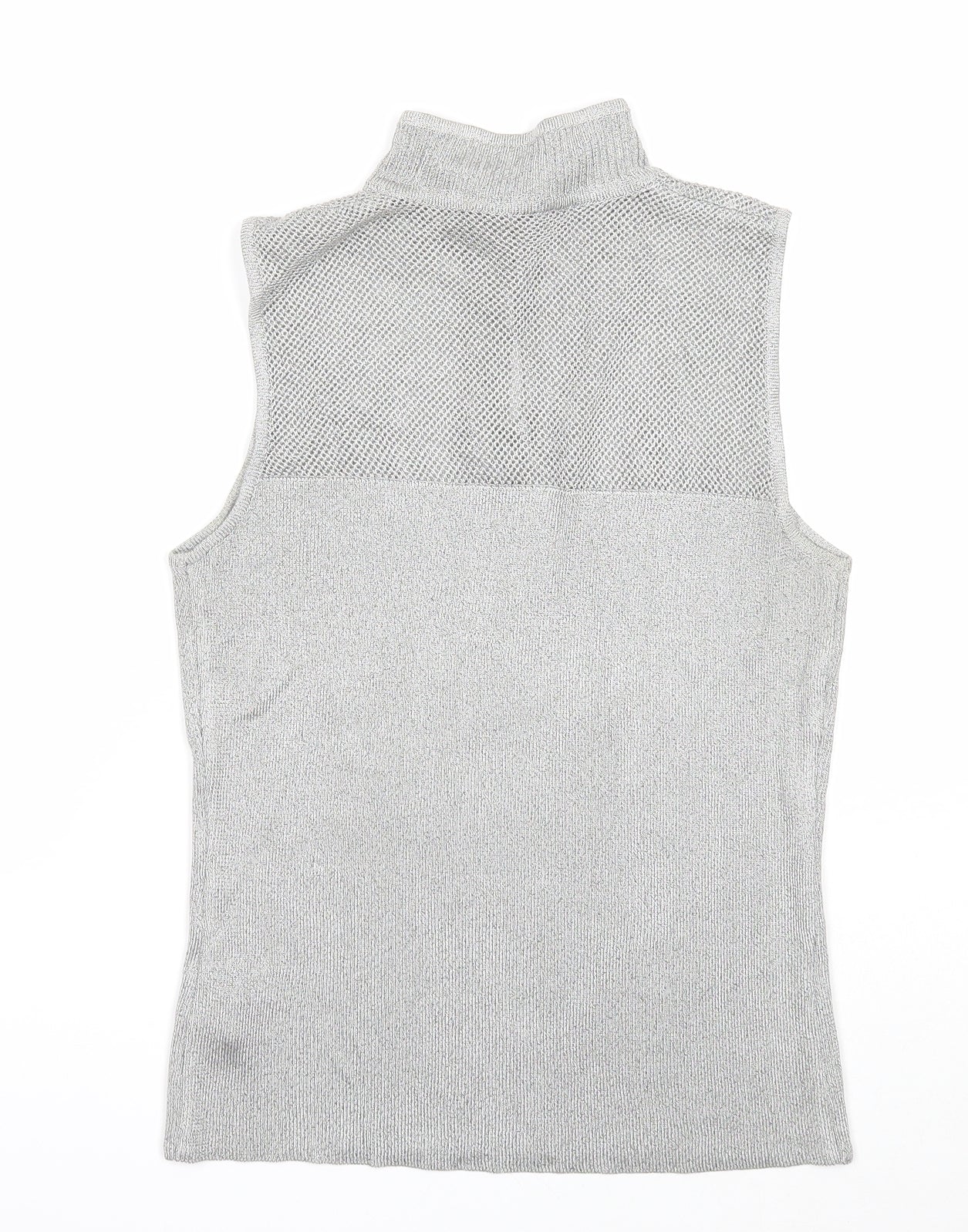 E'sensual Womens Grey Acetate Basic Tank Size M Mock Neck