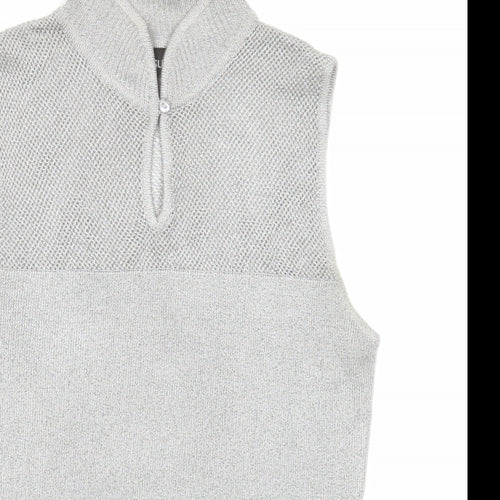 E'sensual Womens Grey Acetate Basic Tank Size M Mock Neck