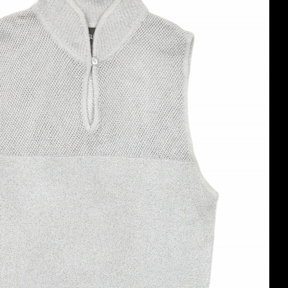 E'sensual Womens Grey Acetate Basic Tank Size M Mock Neck