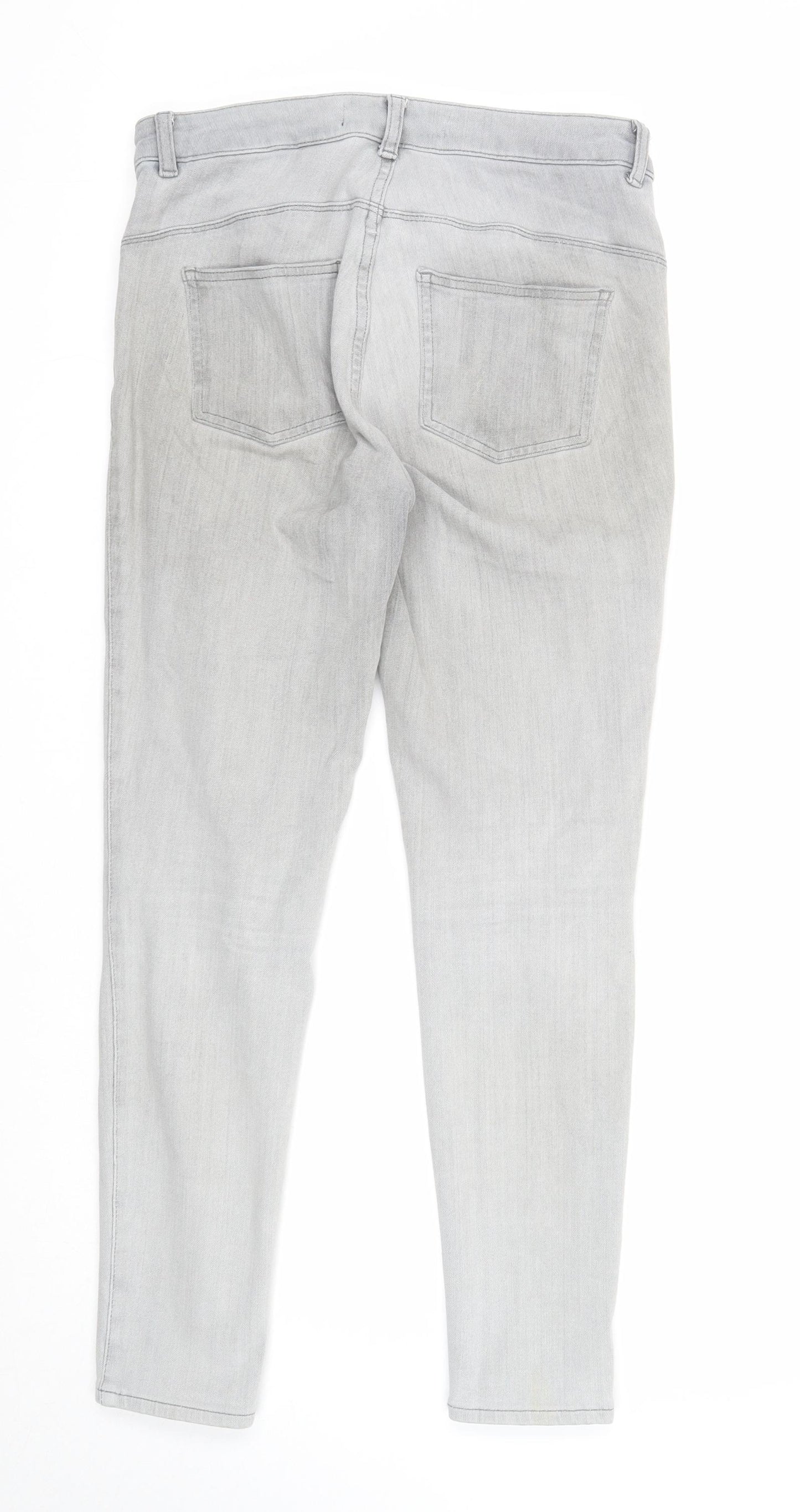 NEXT Womens Grey Cotton Skinny Jeans Size 10 Regular Zip