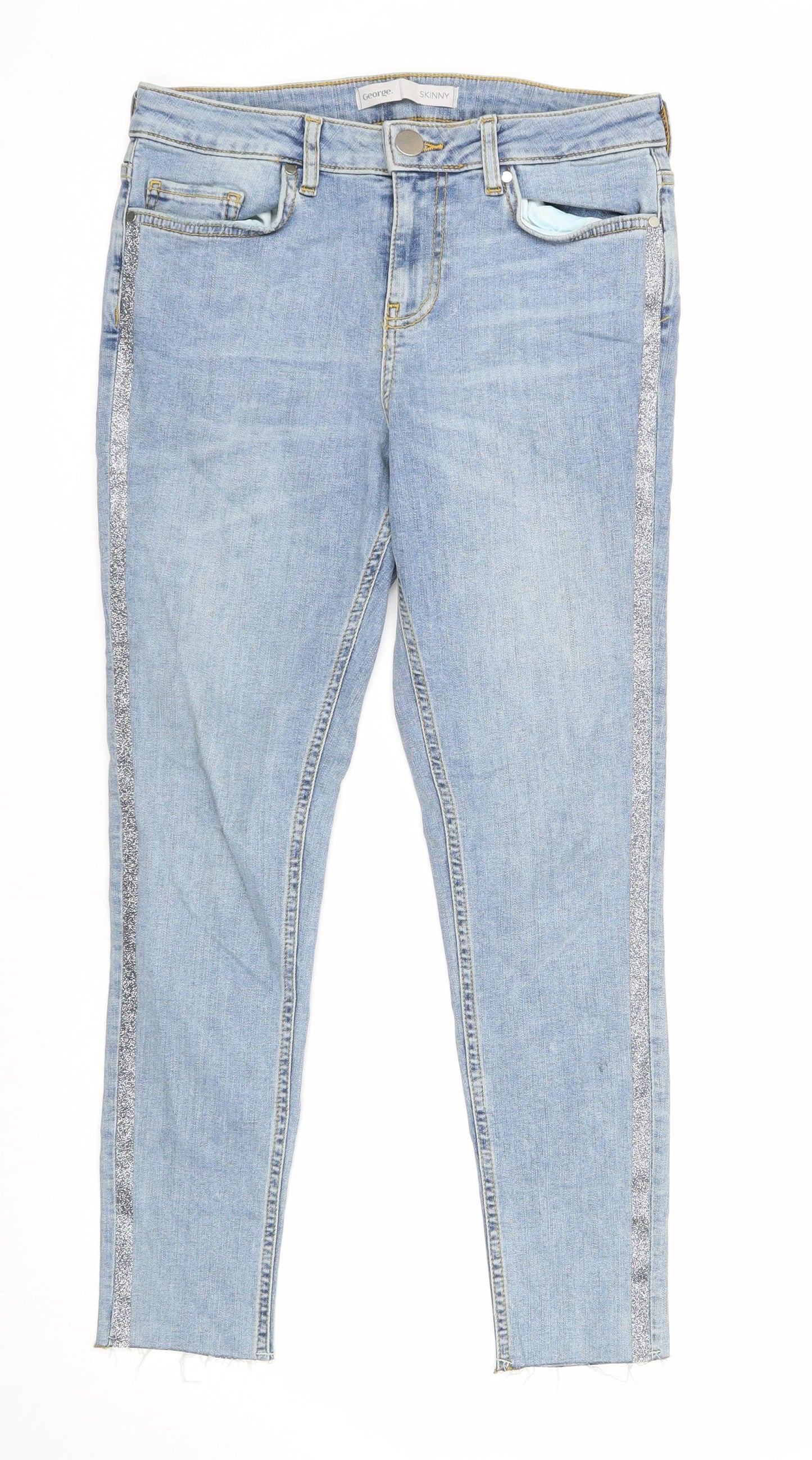 George Womens Blue Cotton Skinny Jeans Size 10 Regular Zip