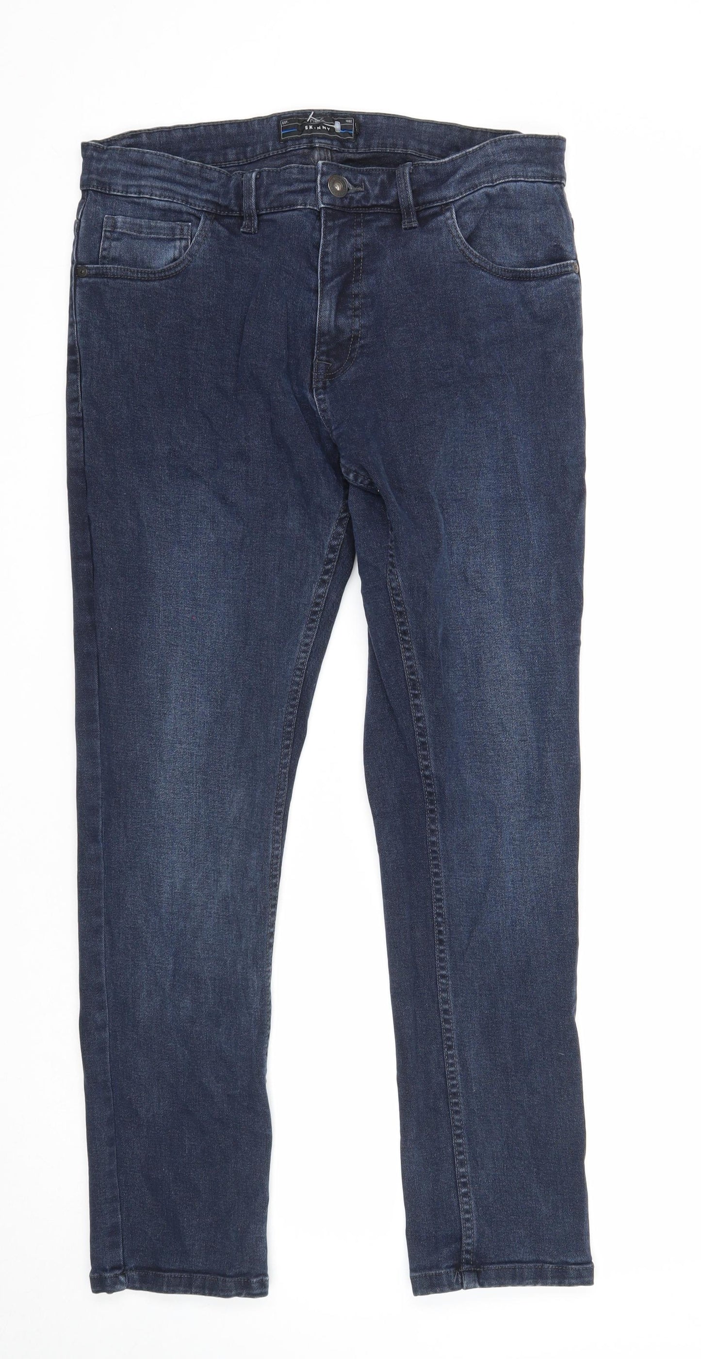 NEXT Mens Blue Cotton Skinny Jeans Size 32 in Regular Zip