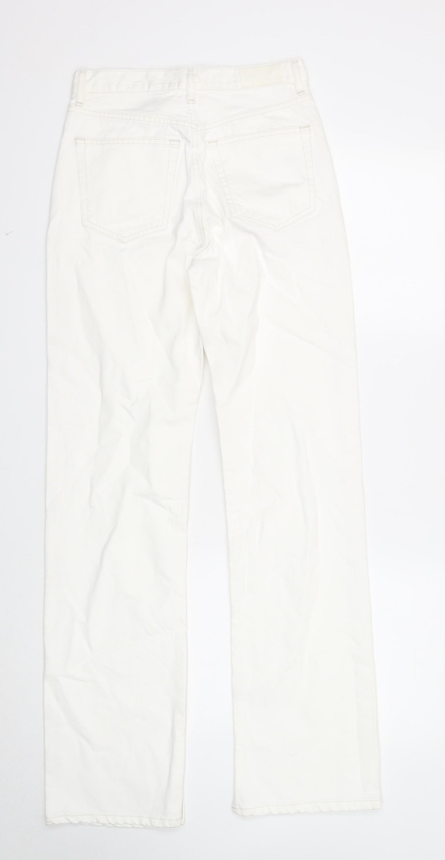MNG Womens White Cotton Straight Jeans Size 6 Regular Zip