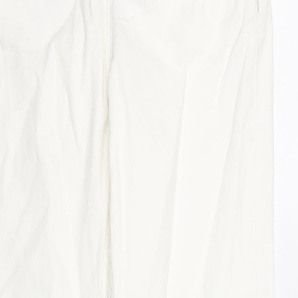 MNG Womens White Cotton Straight Jeans Size 6 Regular Zip