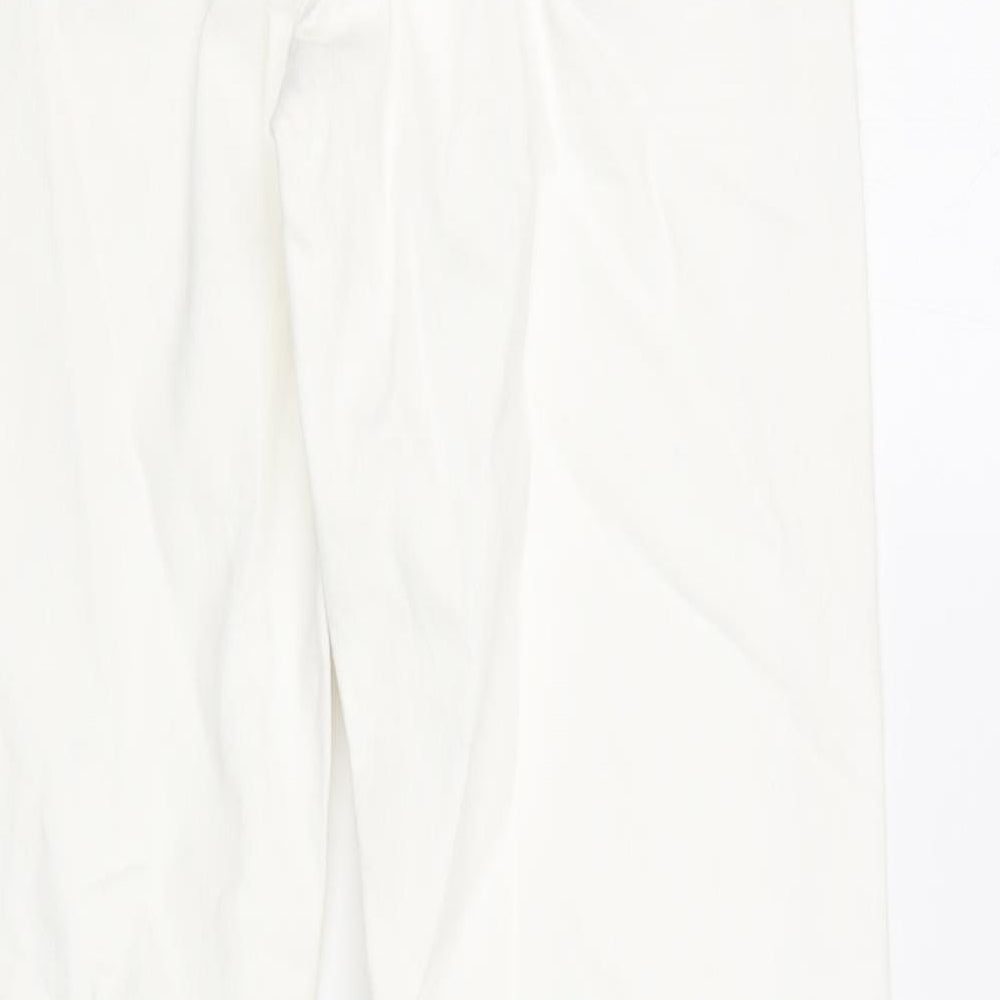 MNG Womens White Cotton Straight Jeans Size 6 Regular Zip